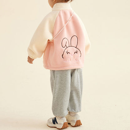 Girls Lambswool Jacket Toddler Lively and Cute Cartoon Tops