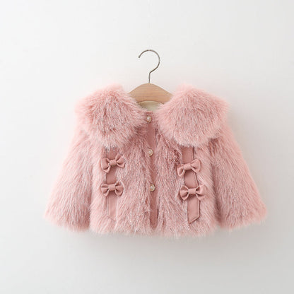 Four Bows Fur Sweater Lapel Fur Coat