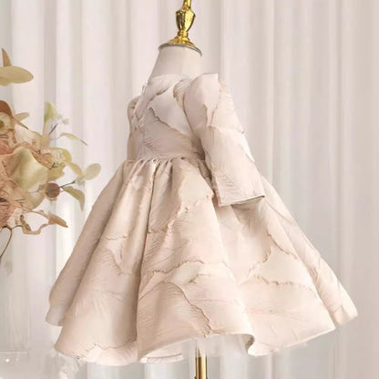 Elegant Baby Textured Puff Sleeve Formal Dresses Princess Dresses For Girls