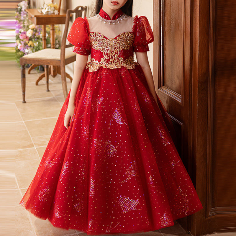 Girls Red Pageant Dress Girls Birthday Princess Dress