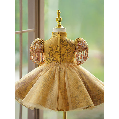 Luxurious Embroidery Sequin  Dress Toddler Birthday Pageant Princess Dress