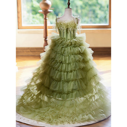 Elegant Baby Girls Beauty Pageant  Dress Flower Girl Dresses Toddler Birthday Party Ball Gown