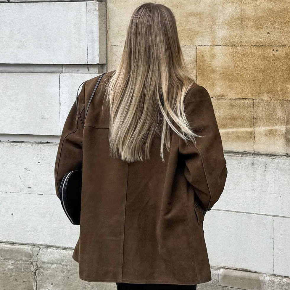 DAH Lotte™ | Luxe Suede Winter Coat – Elegance Meets Warmth