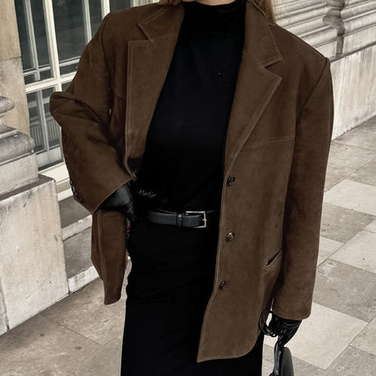 DAH Lotte™ | Luxe Suede Winter Coat – Elegance Meets Warmth