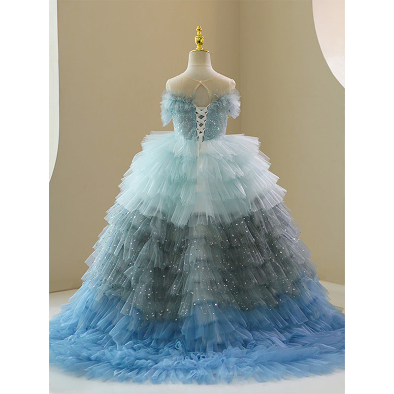 Luxurious Baby Girl Christmas Puffy Dress Toddler Long Birthday Princess Dress