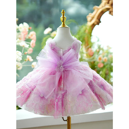 Luxurious Baby Girl Sequin Dress Toddler Birthday Pageant Princess Dress