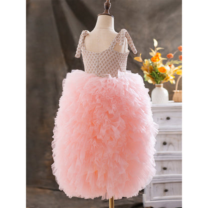 Elegant Fluffy Flower Girl Dress Toddler Birthday Party Princess Dress