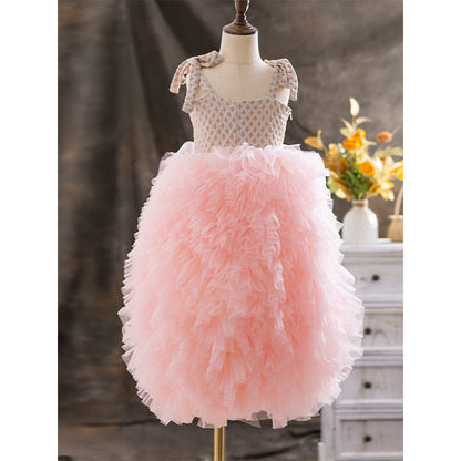 Elegant Fluffy Flower Girl Dress Toddler Birthday Party Princess Dress