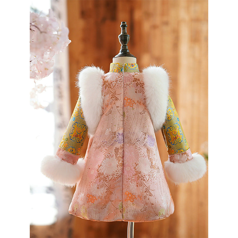 Girls Winter Embroidery  Winter Puffy Dress Toddler Birthday Christmas Princess Dress