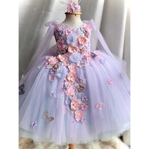 Elegant Baby Girls Butterfly Beauty Pageant Dress Toddler Birthday Princess Dresses