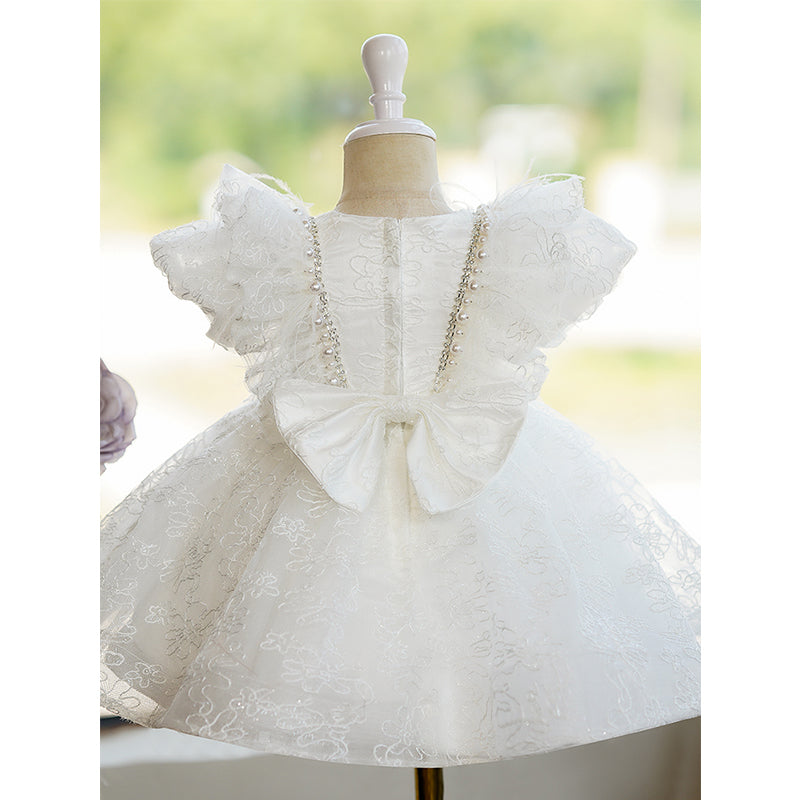 Elegant Flower Girl Embroidery Fluffy Dress Toddler Birthday Party Princess Dress